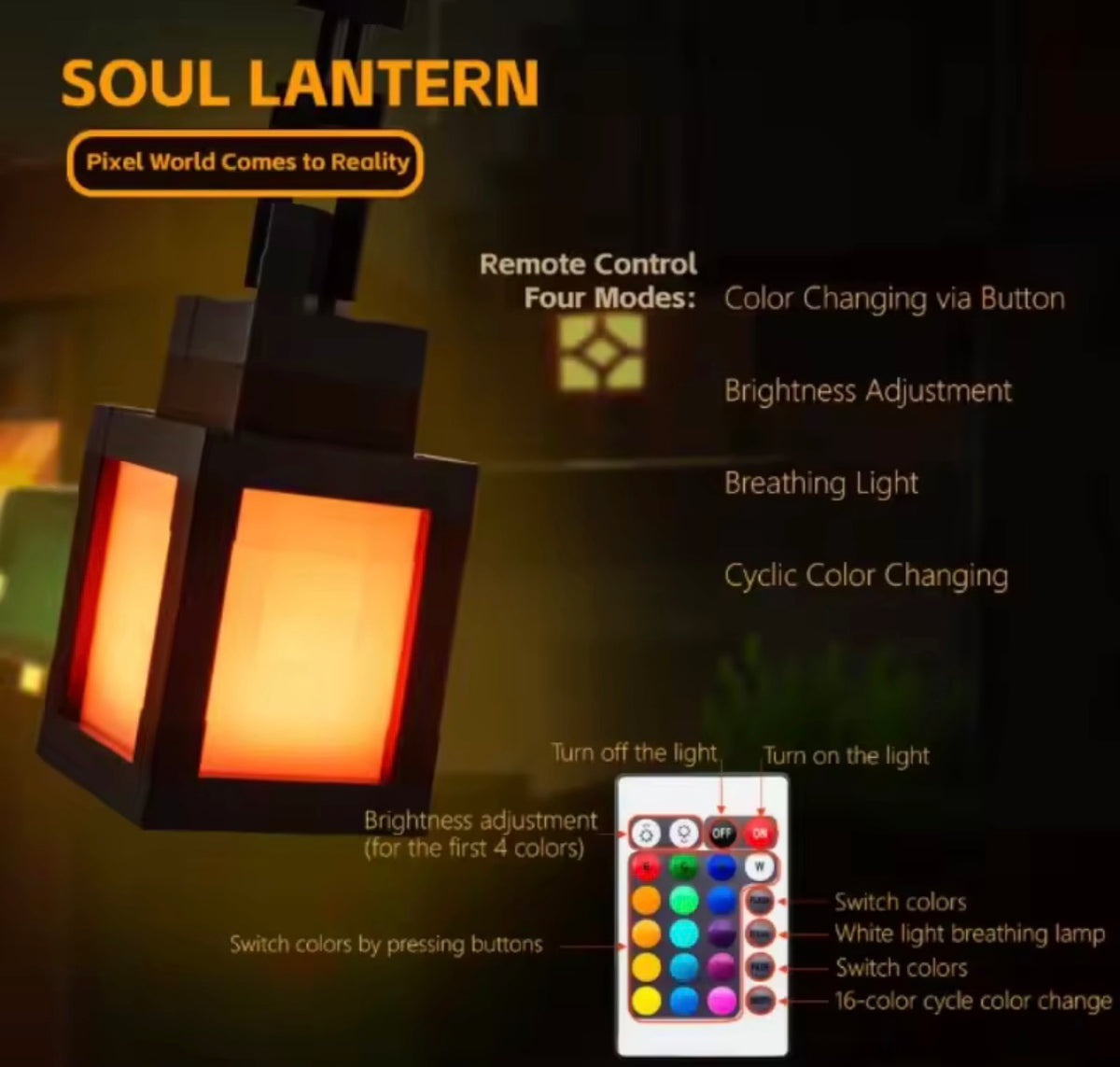 MC Game Luminous Lantern Nightlight Surrounding Pixel Style