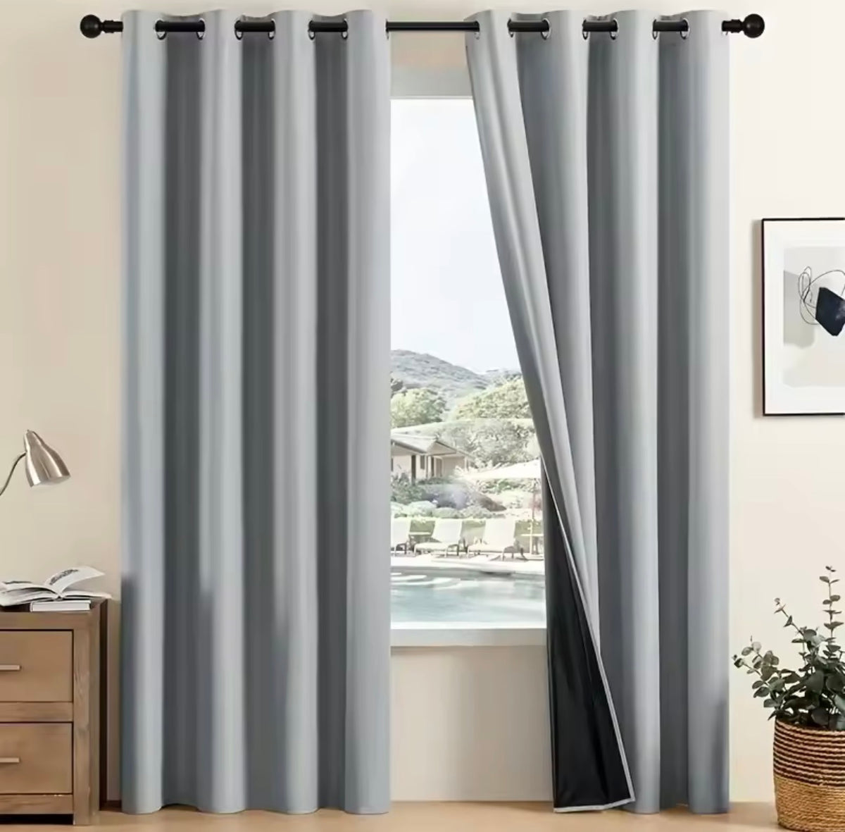 2pcs Modern 100% Blackout Curtain with Coated Lining