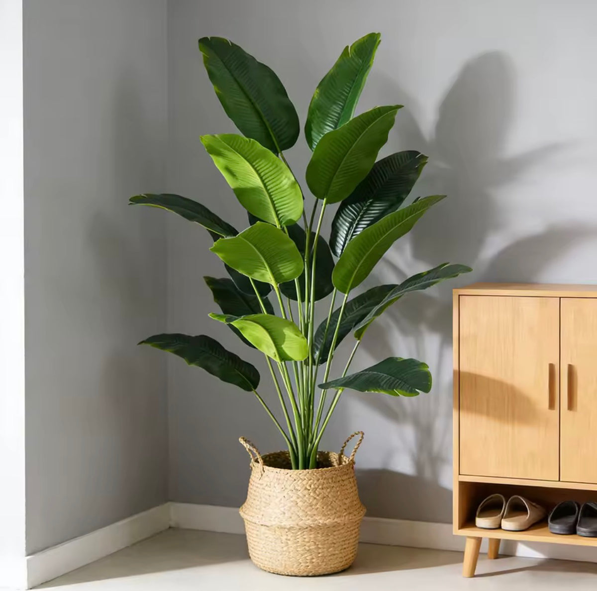 65-88cm Large Artificial Banana Tree Fake Palm Plants Plastic Monstera Tropical Leaves Branches