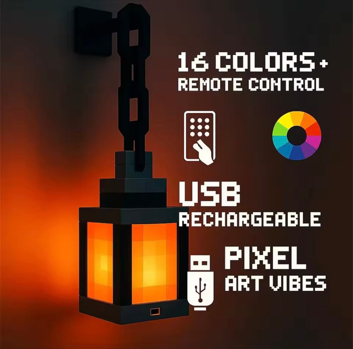 MC Game Luminous Lantern Nightlight Surrounding Pixel Style