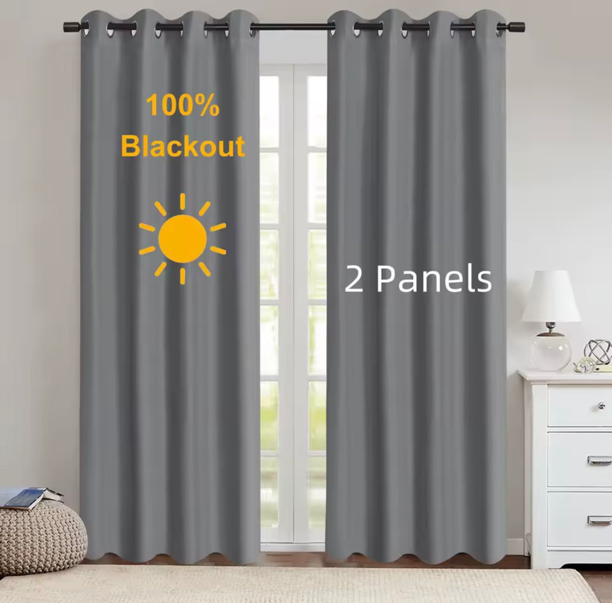2pcs Modern 100% Blackout Curtain with Coated Lining