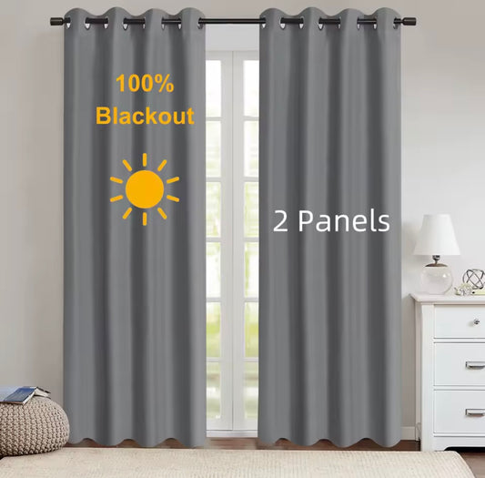 2pcs Modern 100% Blackout Curtain with Coated Lining