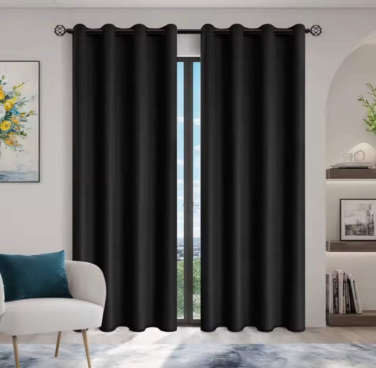 2pcs Modern 100% Blackout Curtain with Coated Lining