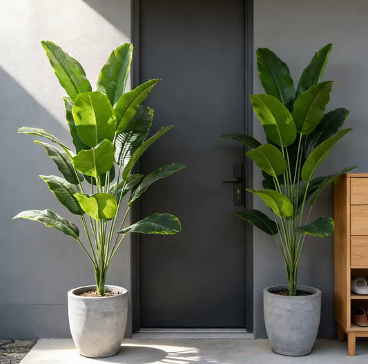65-88cm Large Artificial Banana Tree Fake Palm Plants Plastic Monstera Tropical Leaves Branches