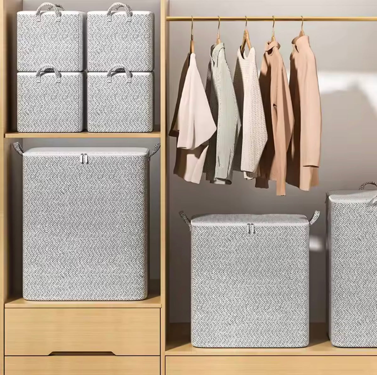 1pc Household Large Capacity Storage Bag Non-woven Material, Closet Wardrobe Organizer