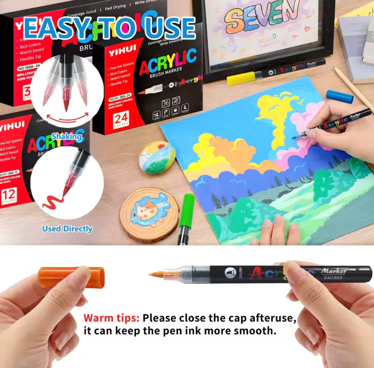 Acrylic Paint Pens Markers Brush